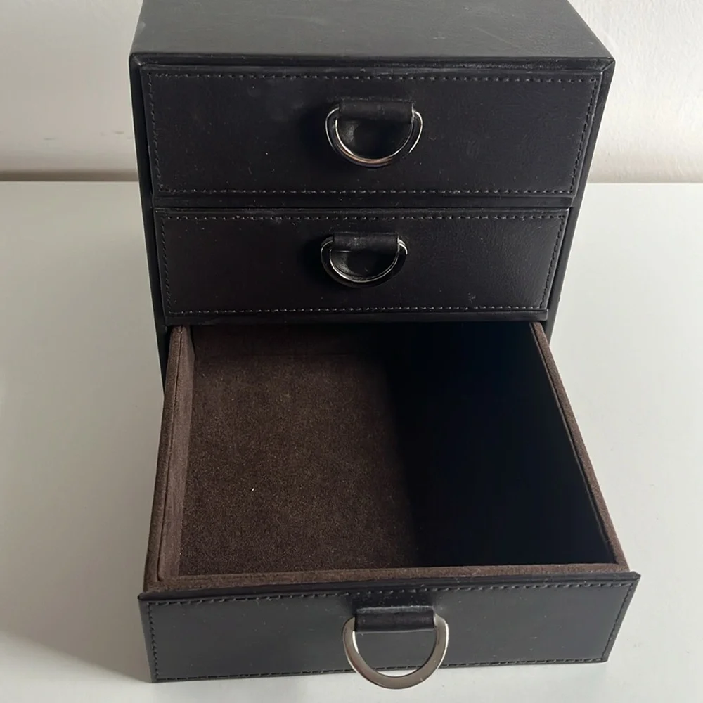 Brown Three Drawer Container Store Jewelry Box